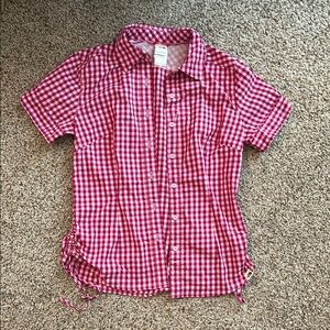 The North Face Red and White Short Sleeve Tee